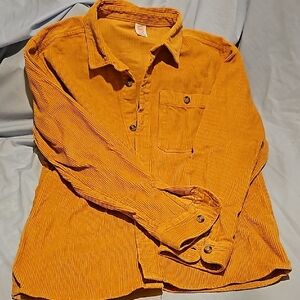 Mustard Gold Corduroy Button-Up Shirt